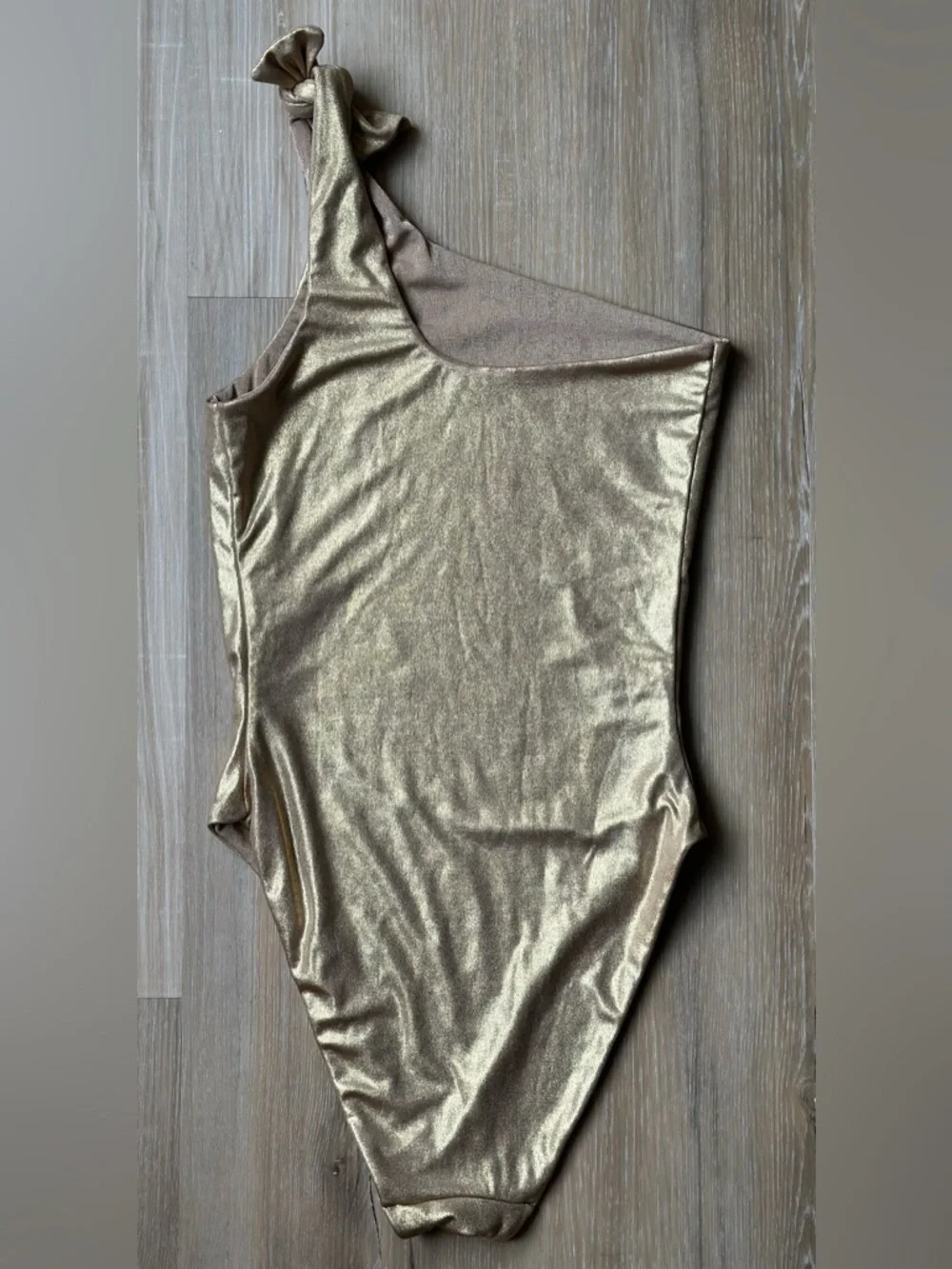 Sara Cristina Metallic Gold One-Shoulder One-Piece Swimsuit
